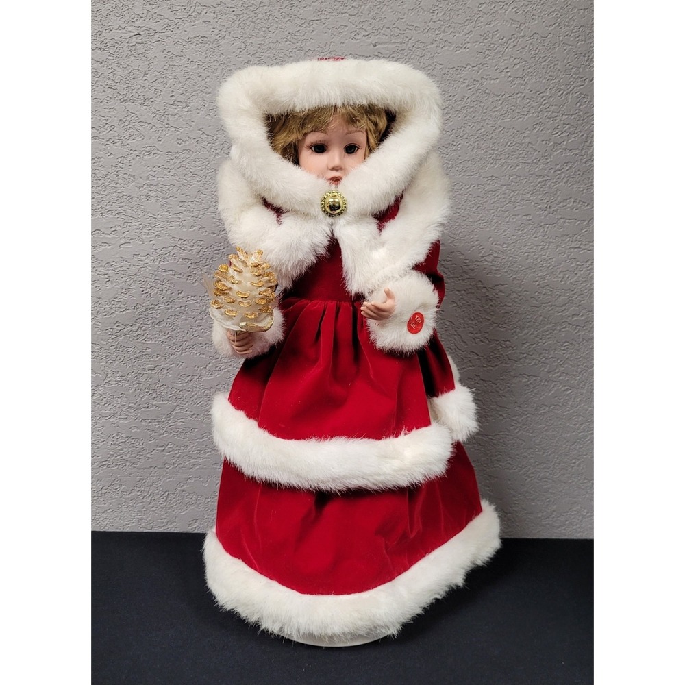 Christmas Decoration Girl Dressed in Red Outfit Sounds and Light (No Motion)